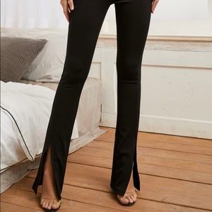SHEIN High Waist Slit Hem Solid Pants